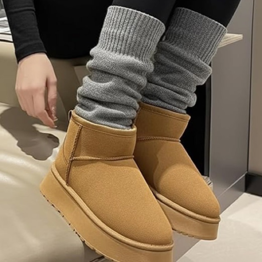 Warm cozy slip on fur lined booties - Picture 2 of 7